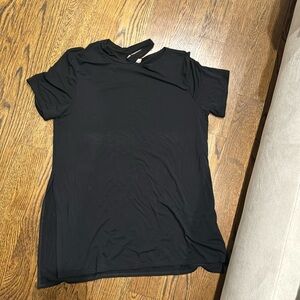 black tshirt neck cut out detail